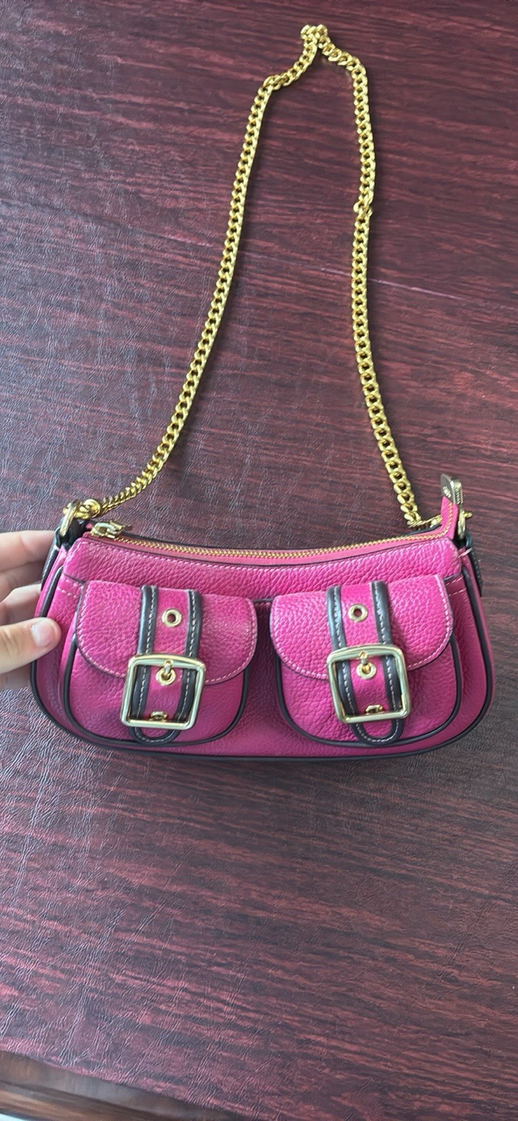 NWT Coach Ashton Baguette Bag Patent Leather CV943 Purple/Pink Fast Shipping