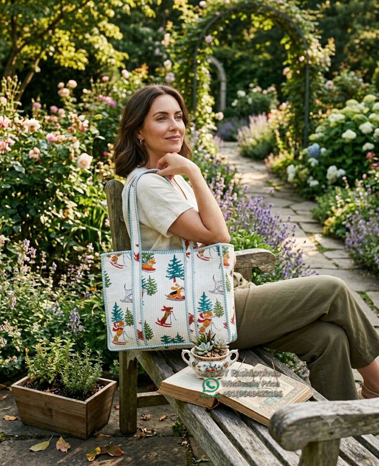 Handmade Eco-Friendly Quilted Cotton Market Bag Beach Tote Bag hand block bag