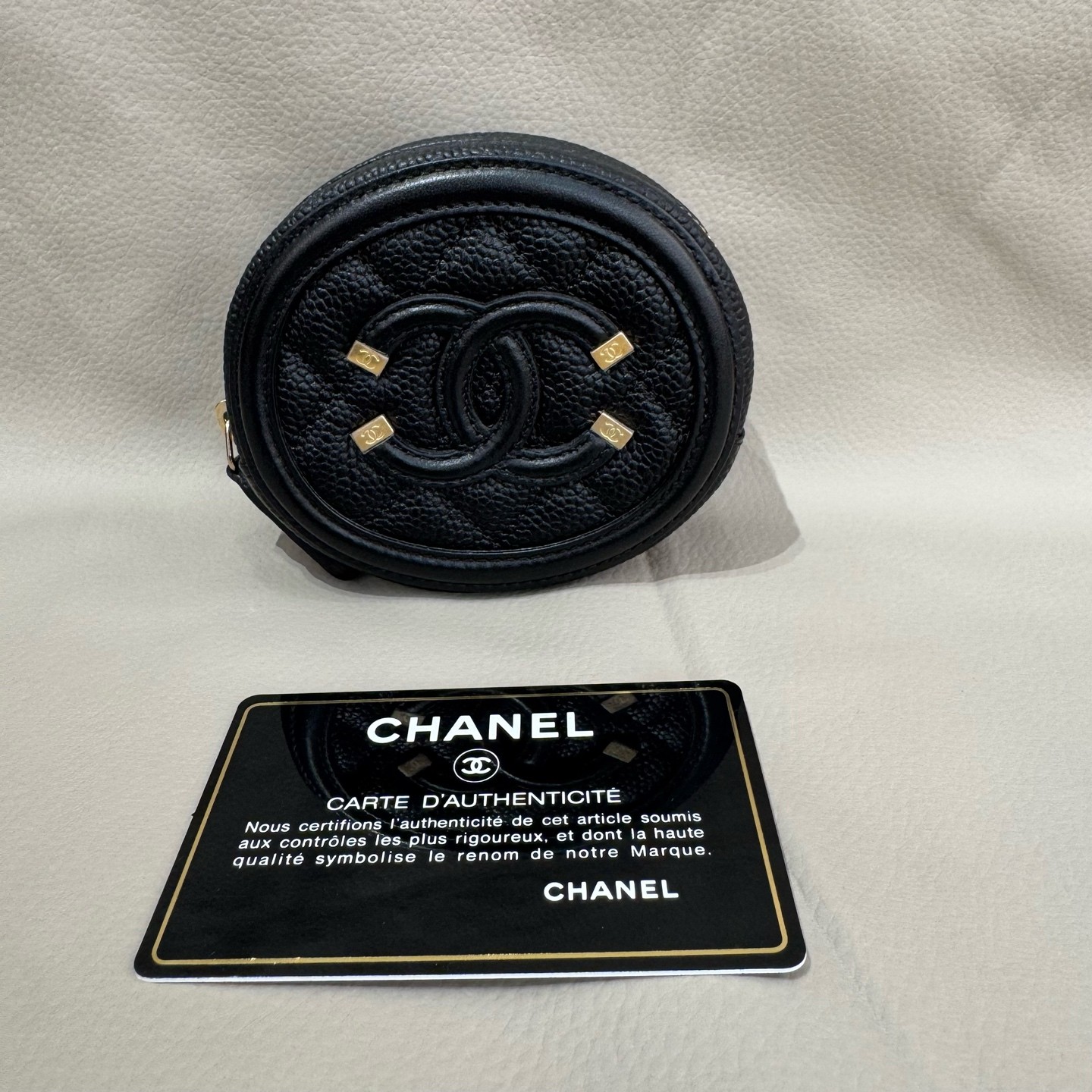 Chanel Classic Series Mini Black Caviar Cowhide Leather Coin Pouch Duty Paid