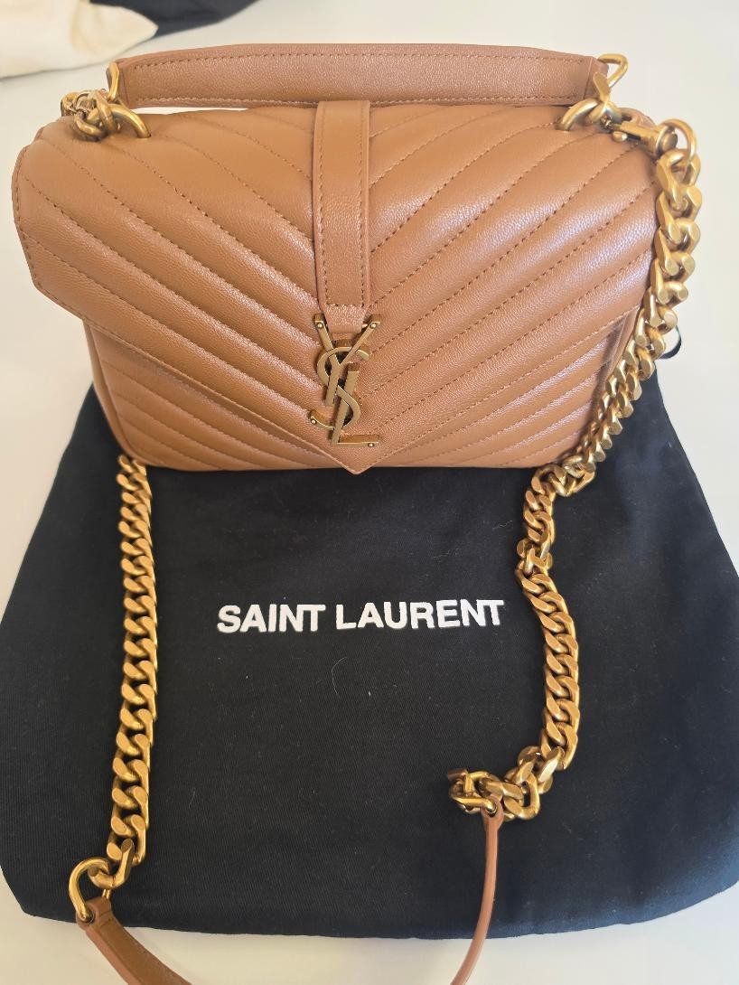 YSL Brown Lambskin Gold Hardware Purse