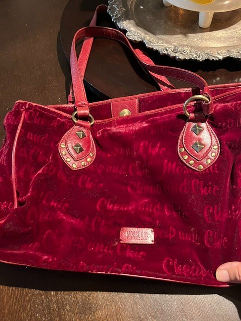 Authentic Moschino Red Velvet Bag (Medium Size)