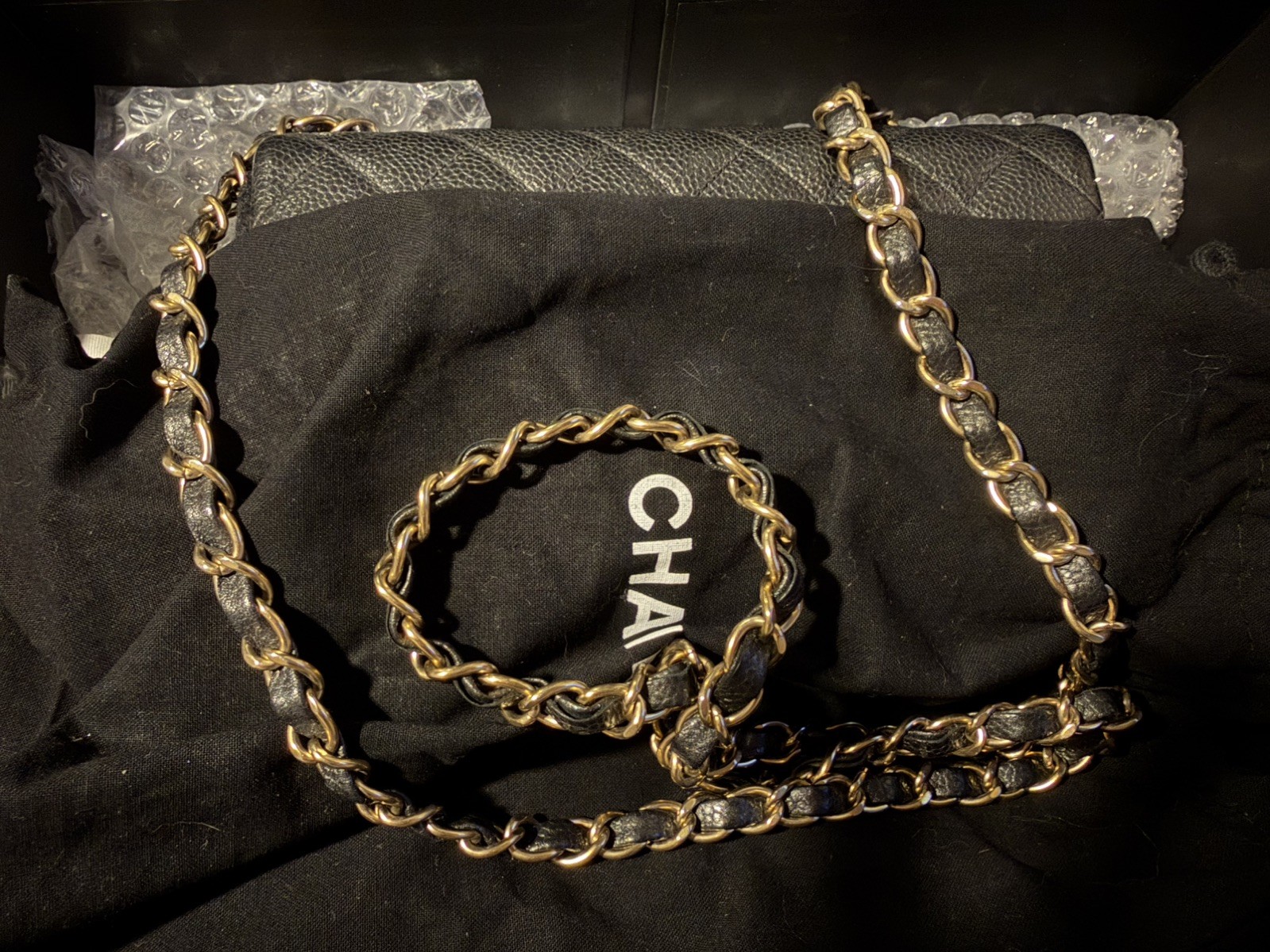 CHANEL Mini Rectangular Classic Flap Bag Black Caviar With Gold Hardware