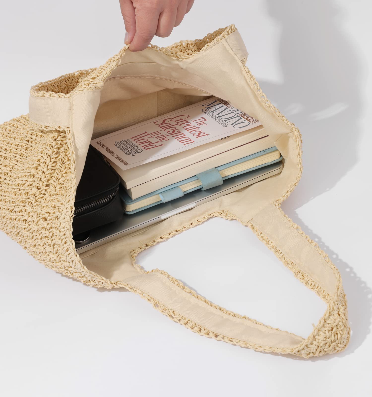 Beach Bags for – Summer Soft Large Woven Shoulder Purse Handbag, Beach Tote S…
