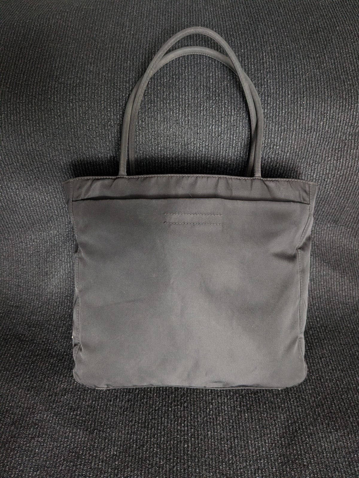 PRADA Tessuto Black Nylon Tote Bag Vintage Triangle Logo Handbag Italy