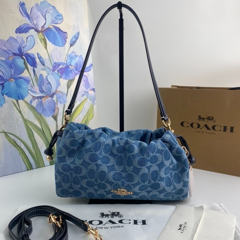Coach Faye Shoulder Bag in Signature Denim CDE45 Indigo