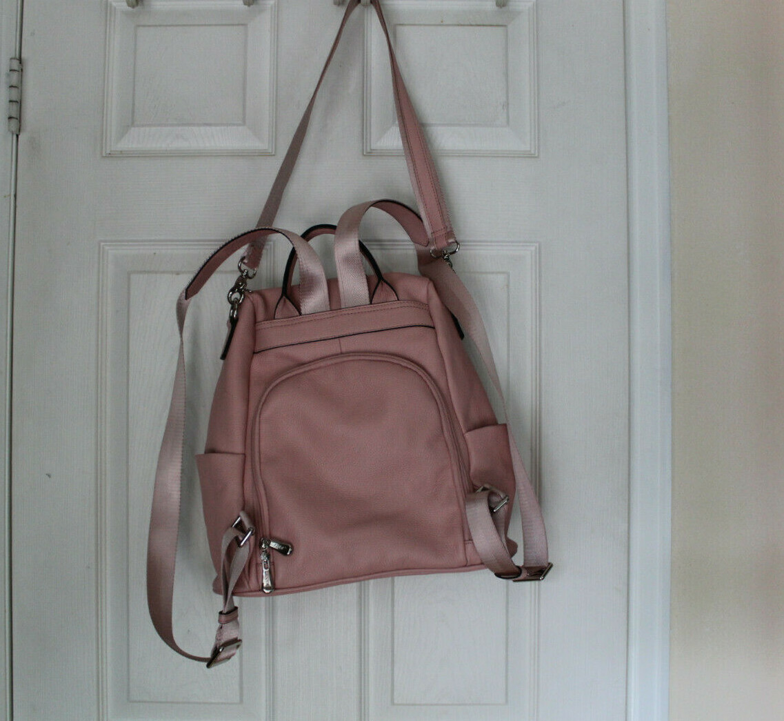 S ZONE PINK COWHIDE LEATHER BACKPACK WITH EXTRA SHOULDER STRAP EUCT
