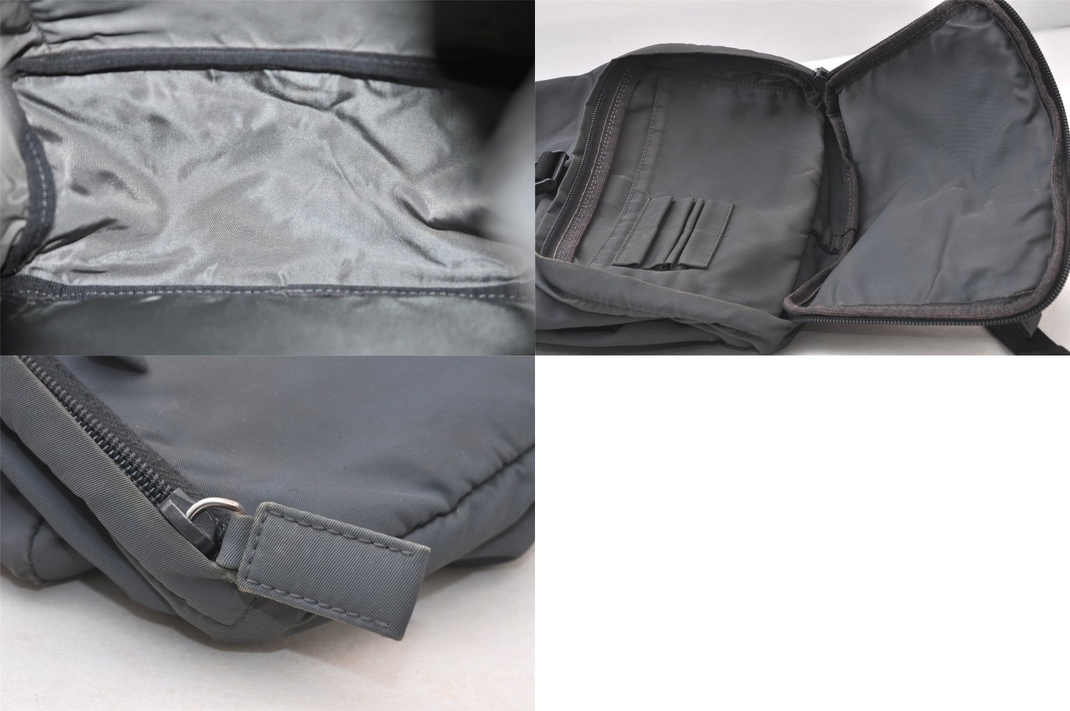 Authentic PRADA Vintage Nylon Canvas Drawstring Backpack Purse Gray 662AA
