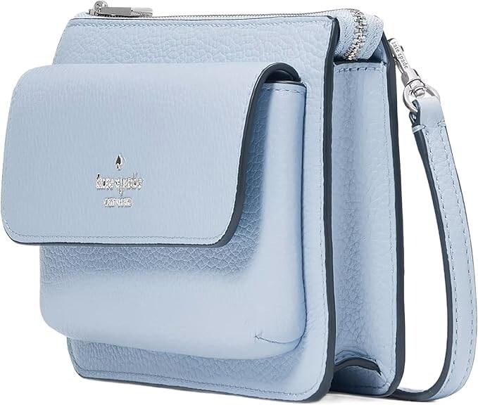 Kate Spade Leila Small Flap Crossbody Pebbled Leather – Muted Blue