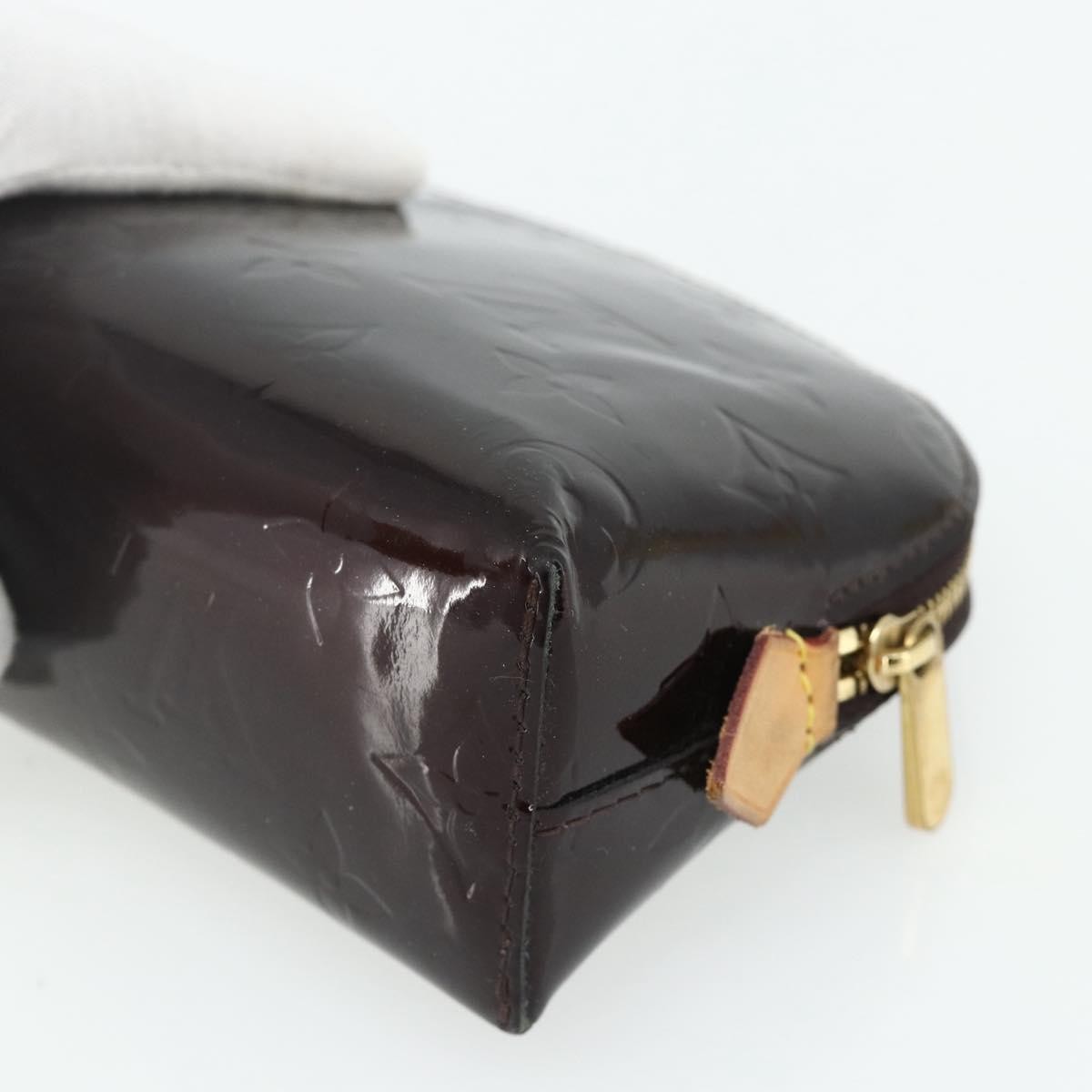 LOUIS VUITTON Vernis Pochette Cosmetic PM Pouch Amarante M91495 LV Auth 177298