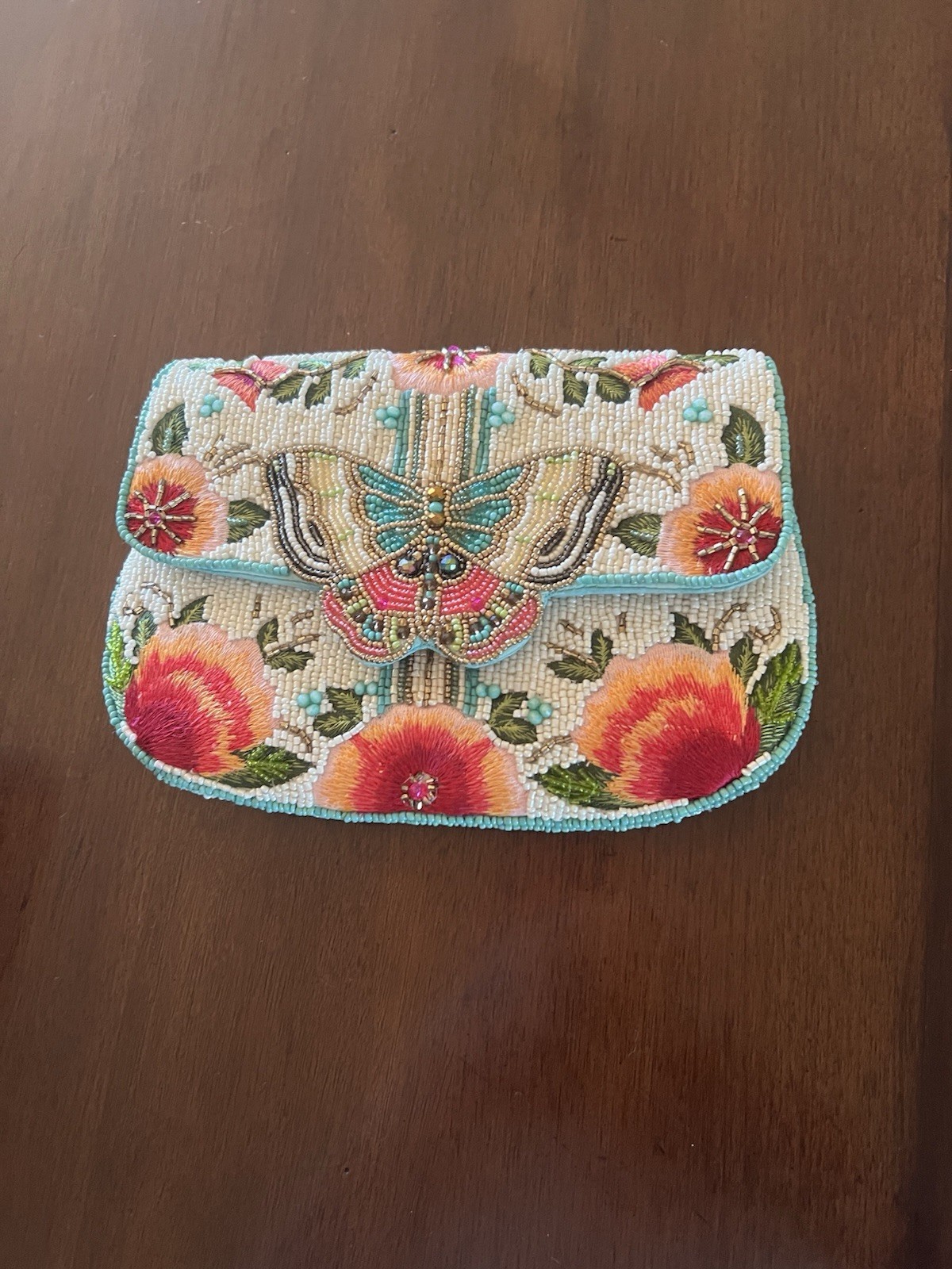 MARY FRANCES DREAM CHASER WHITE BLUE RED ORANGE BUTTERFLY AND FLOWERS NEW NWT