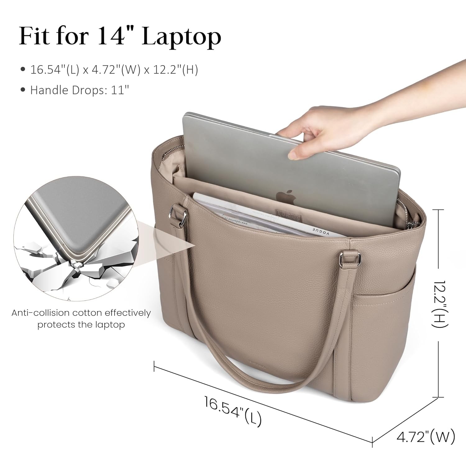 befen Genuine Leather Laptop Tote Bag for Women, Womens 15 Inch Computer Bags Wo