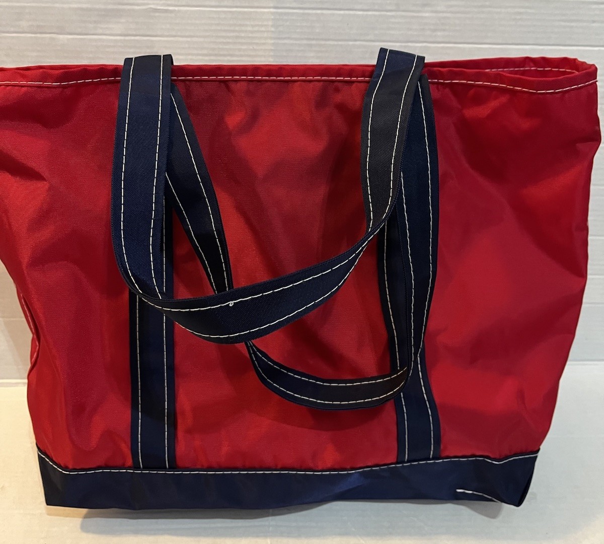 L.L.Bean Boat Tote Bag Nylon Red 11 Inch Tall X 17 Inch Wide
