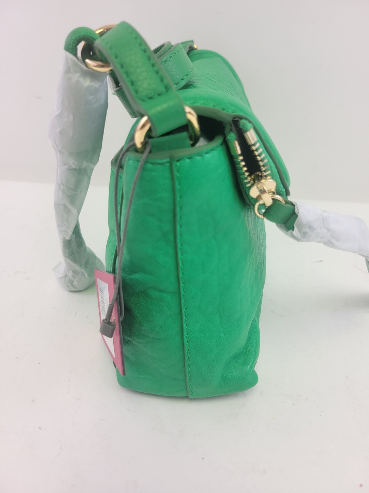 Vince Camuto Bubble Lamb Leather Flap Crossbody Handbag-Cyndy- in Lotus Green