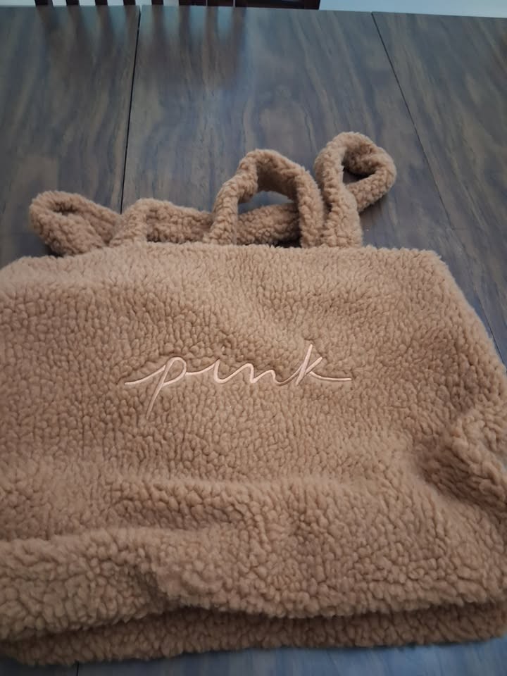 Victoria’s Secret Pink Large Cozy Plush Tote Bag Sherpa NWT