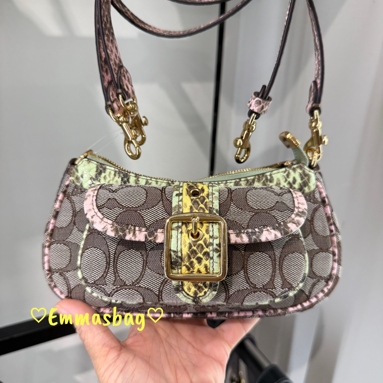 Coach Ashton Mini Shoulder Bag In Signature Jacquard CDX81 Gold/Oak Multi