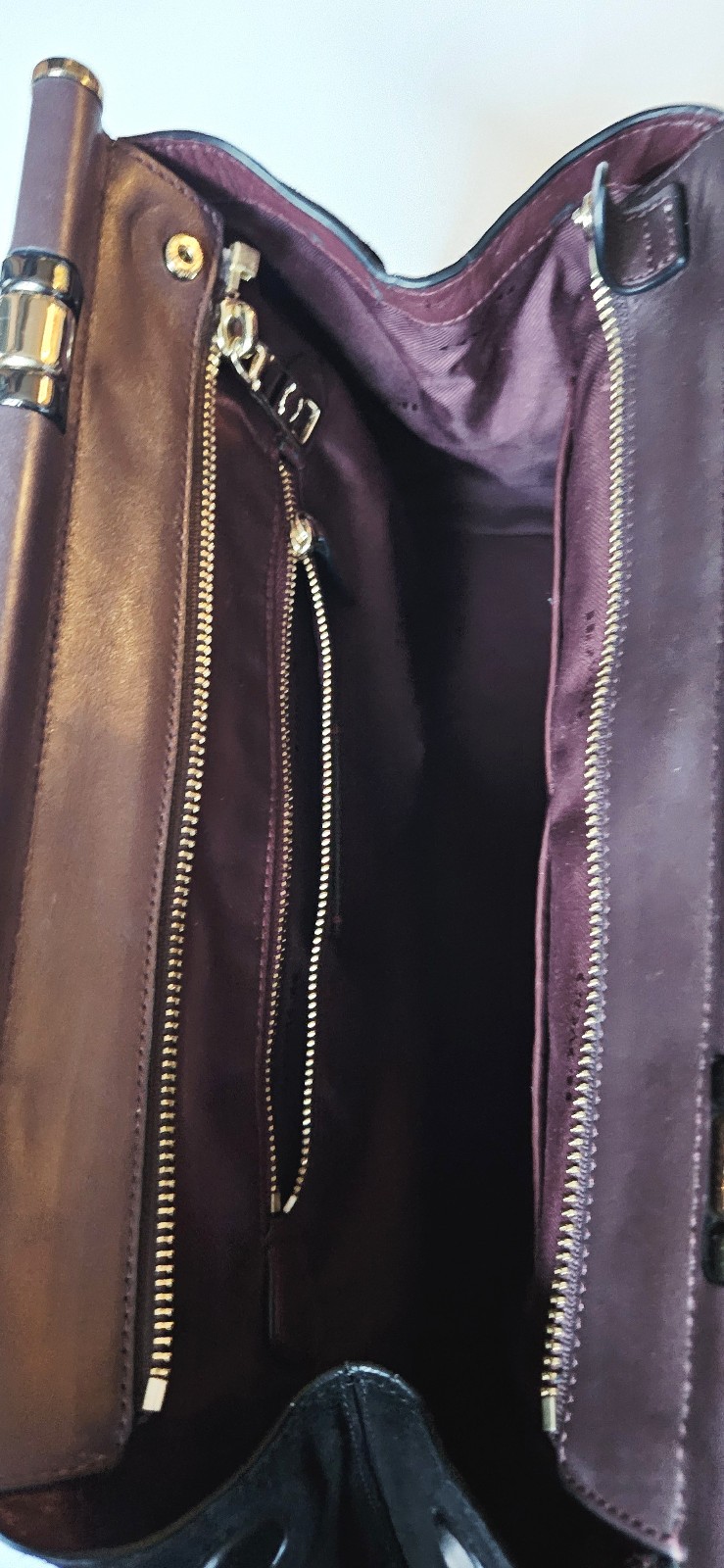 Coach Grace Selena Gomez Satchel Crossbody Bag Black Burgundy Leather 24109