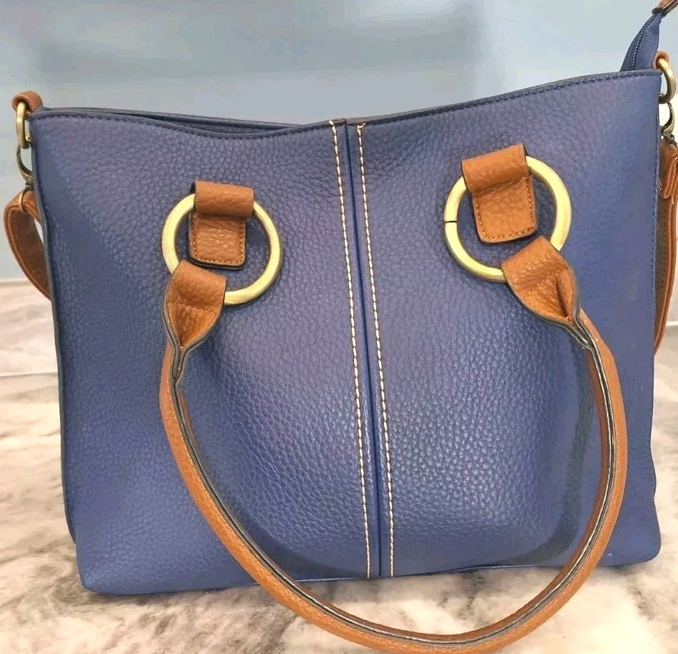Clearance BLUE Adj Crossbody Shoulder Handbag Brass Decore Go Anywhere New
