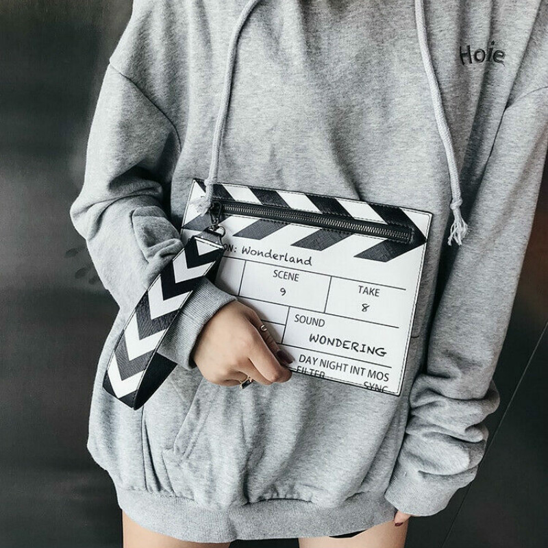 Movie Table Clapper Board Shoulder Bag Scene Film Zipper Handbag Purse Trench