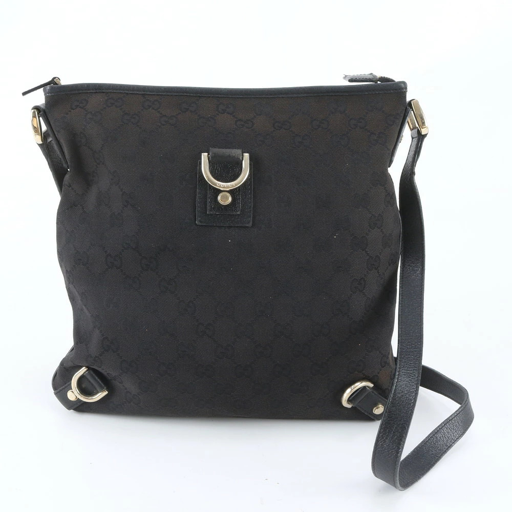 Gucci Gg Canvas Abby 131326 Leather Shoulder Bag Crossbody Black Ladies Rrm Ek45