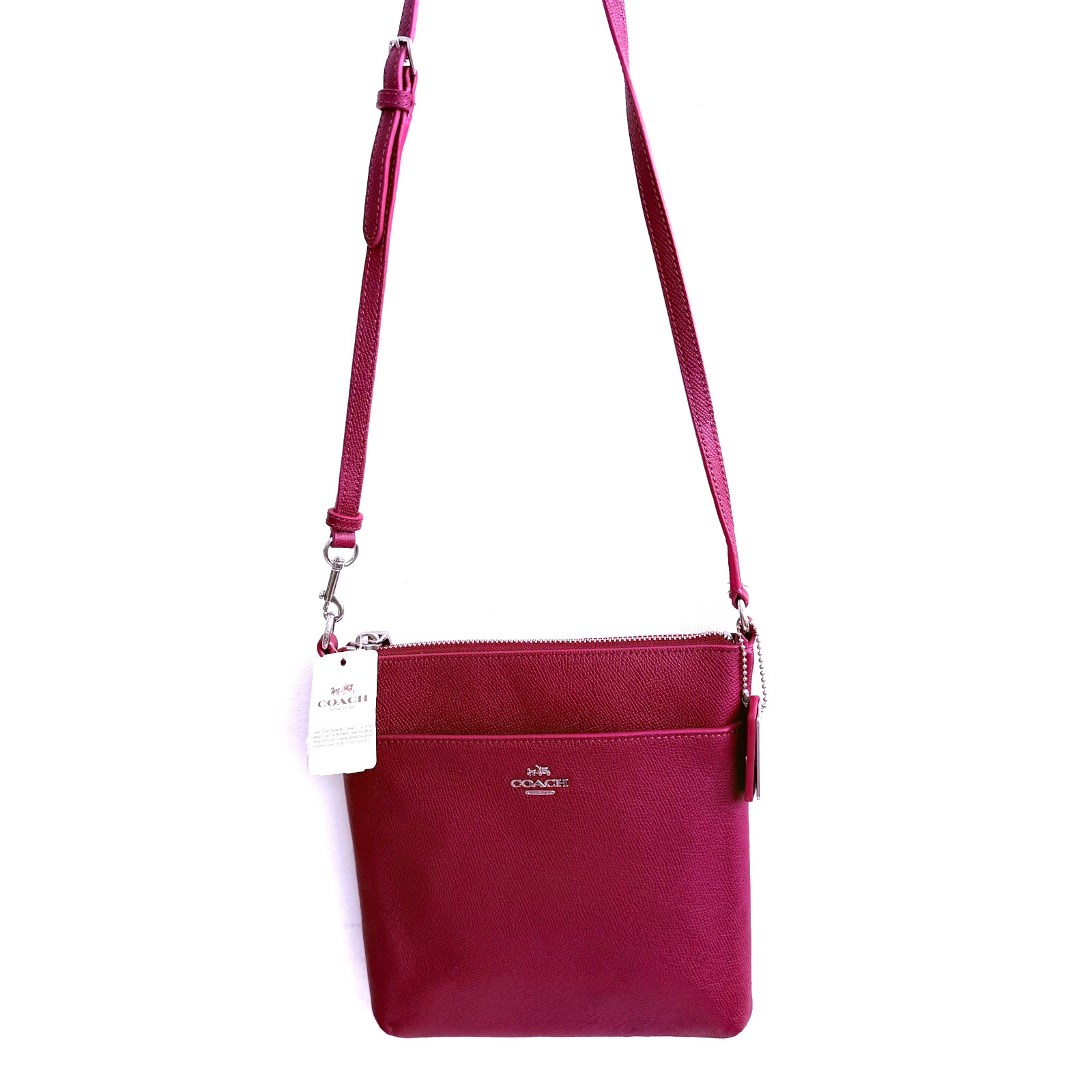 NWT Coach Embossed Texture Leather North South File Bag Crossbody 52348 Cyclemen