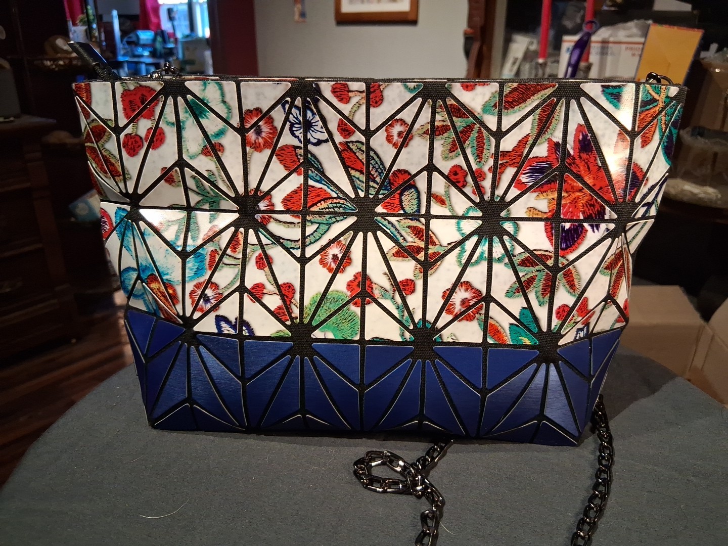 Emilio Pepe Italy~Colorful Crossbody Handbag~Metal Chain Strap
