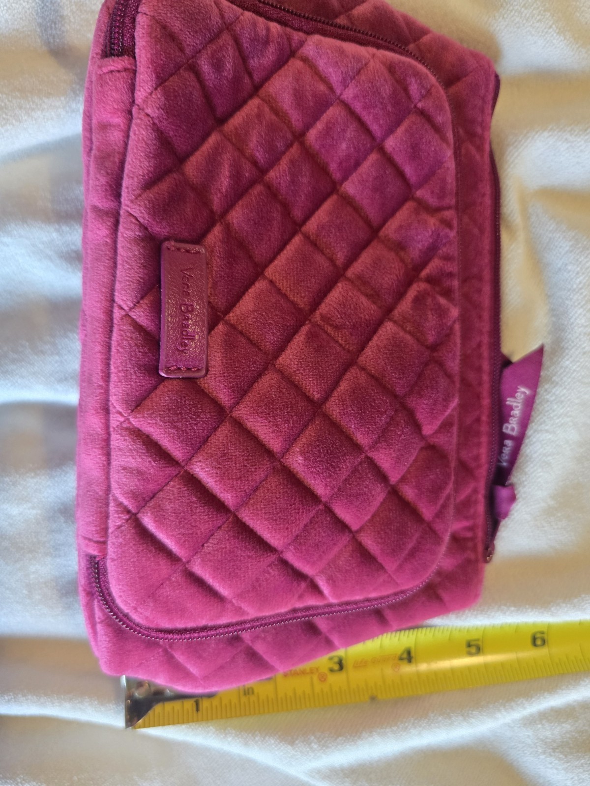 Vera Bradley Quilted Cosmetic Bag Majestic Magenta Paisley Inside Zip Travel