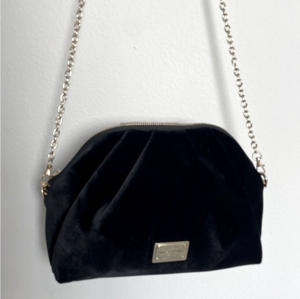 Dolce & Gabbana Midnight Velvet Bag with Gold Chain