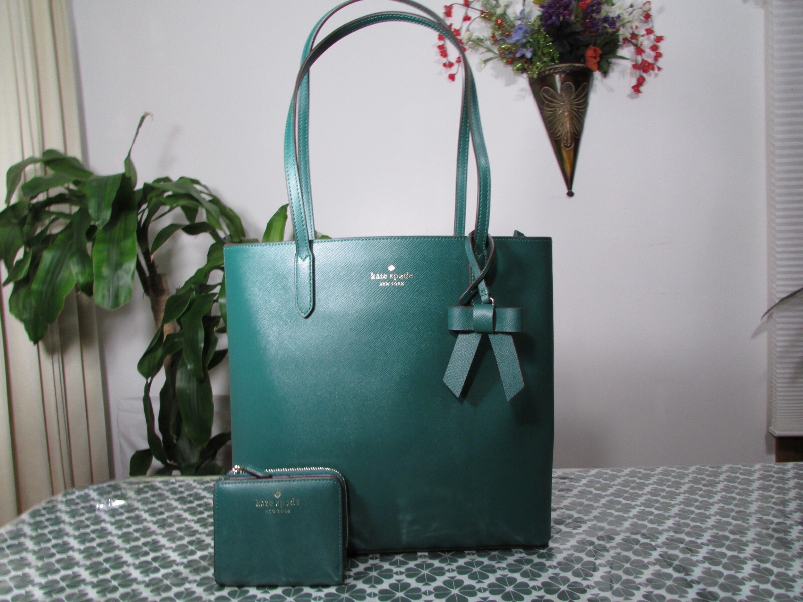 NWT Kate Spade Saffiano PVC Tote K5797 & Wallet K4806 Deep Jade