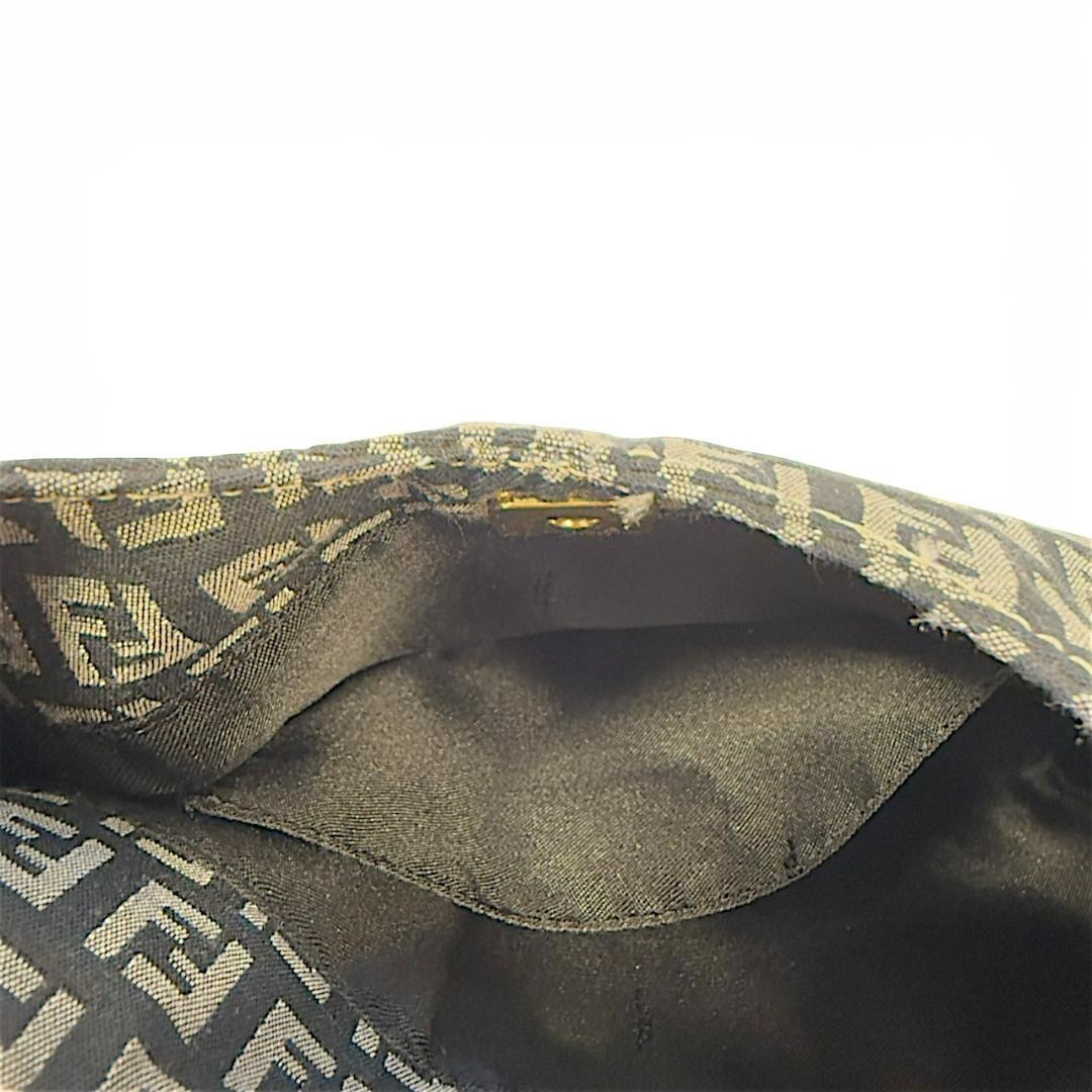FENDI Zucchino FF Monogram Mini Hobo Shoulder Bag Navy Orange Leather Vintage