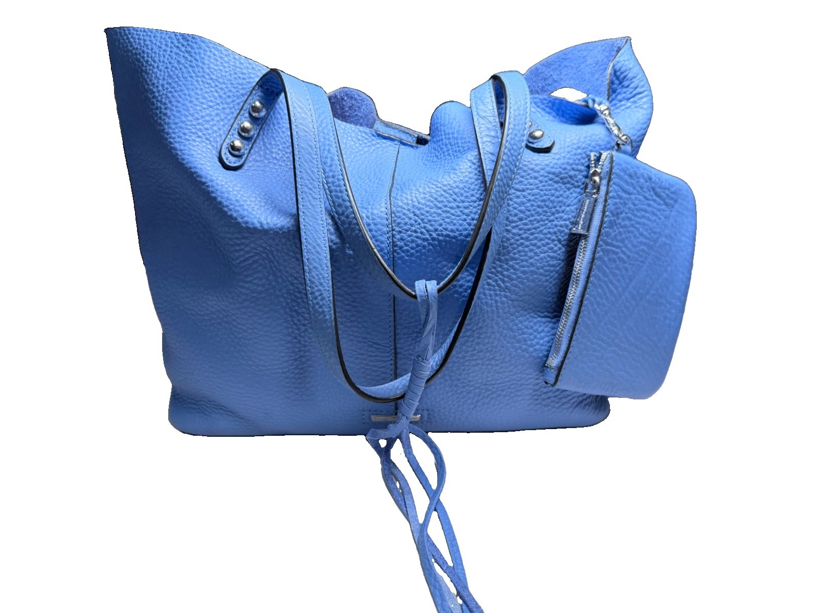 Rebecca Minkoff Spring 2018 Unlined Pebbled Leather Studded Tote Bag w/ Pouch