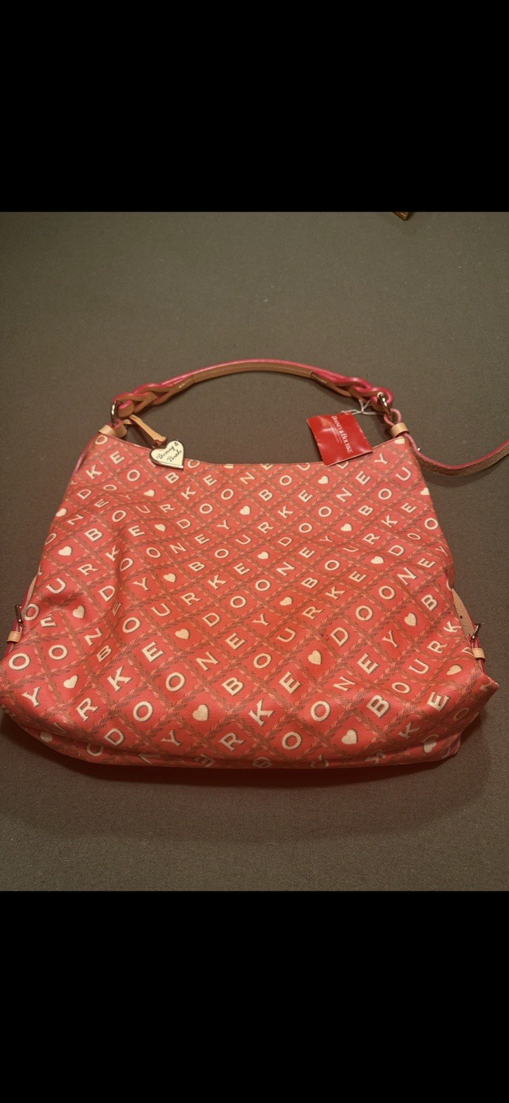 Dooney & Bourke Vintage Crossword Cherry Red Logo Heart Shoulder Bag Charm