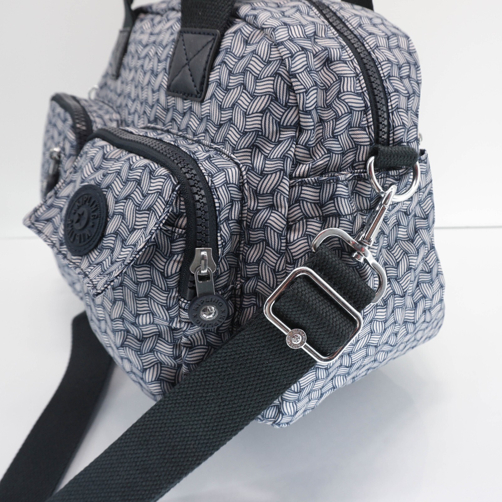 Kipling Defea Large Satchel Shoulder Handbag KI5241 Polyester Groovy Vines Navy
