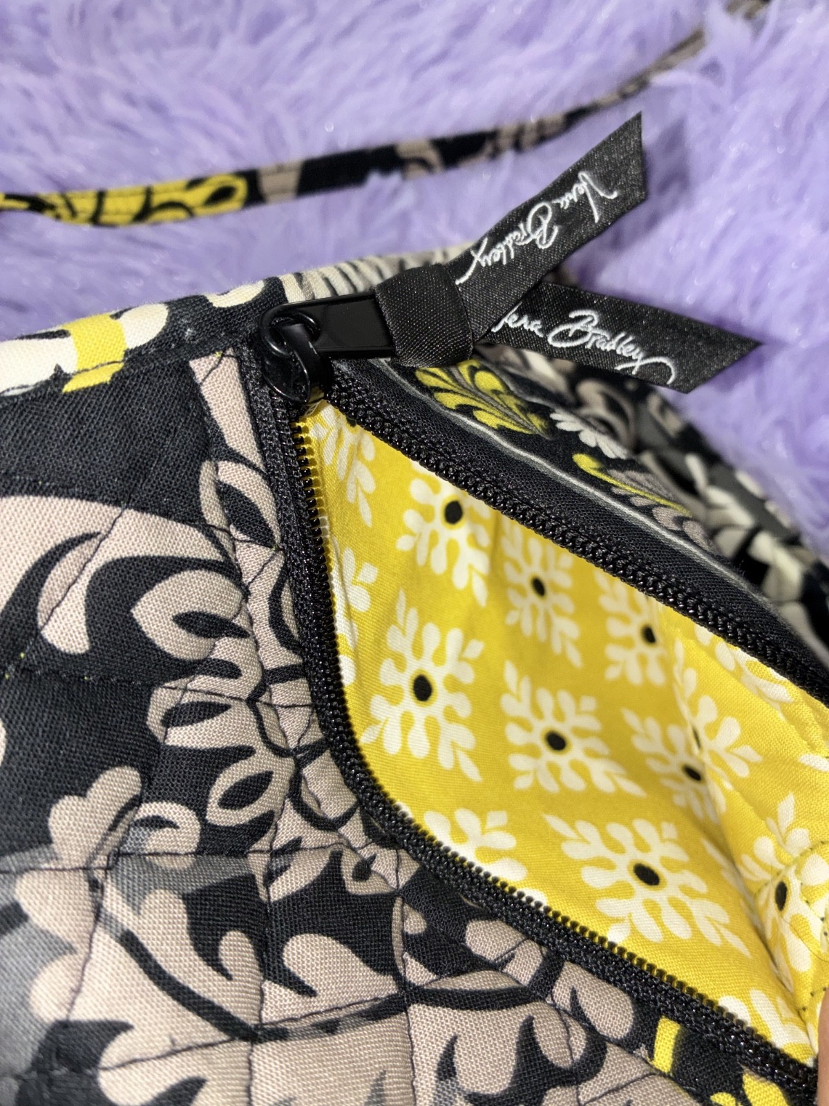 Vera Bradley Baroque Mini Hipster Crossbody Black Yellow Floral Purse Retired