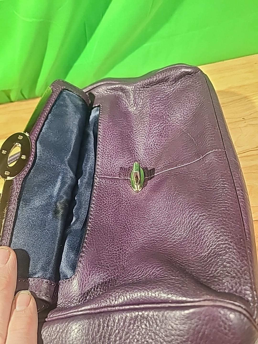 COACH MADISON LEATHER SMALL MADELINE SATCHEL LI BLACK VIOLET F25169