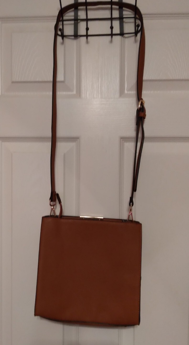 Brown Light Brown Ladies Crossbody Bag New 9 x 9 1/2 Inches Unbranded