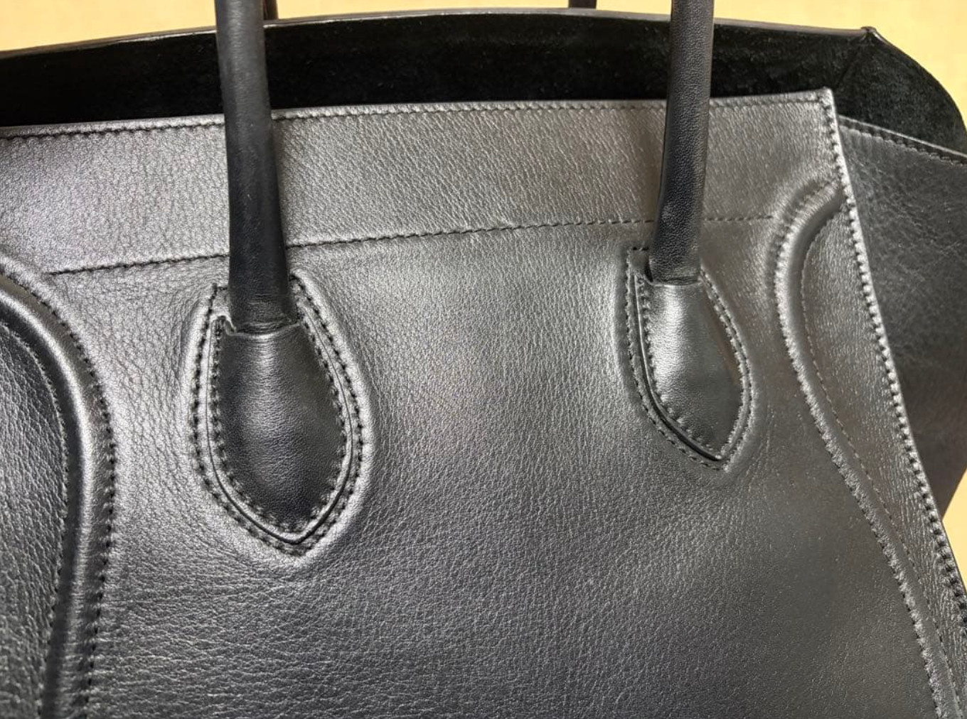 CELINE Luggage Phantom Hand Tote Bag Leather Black Authentic N03014