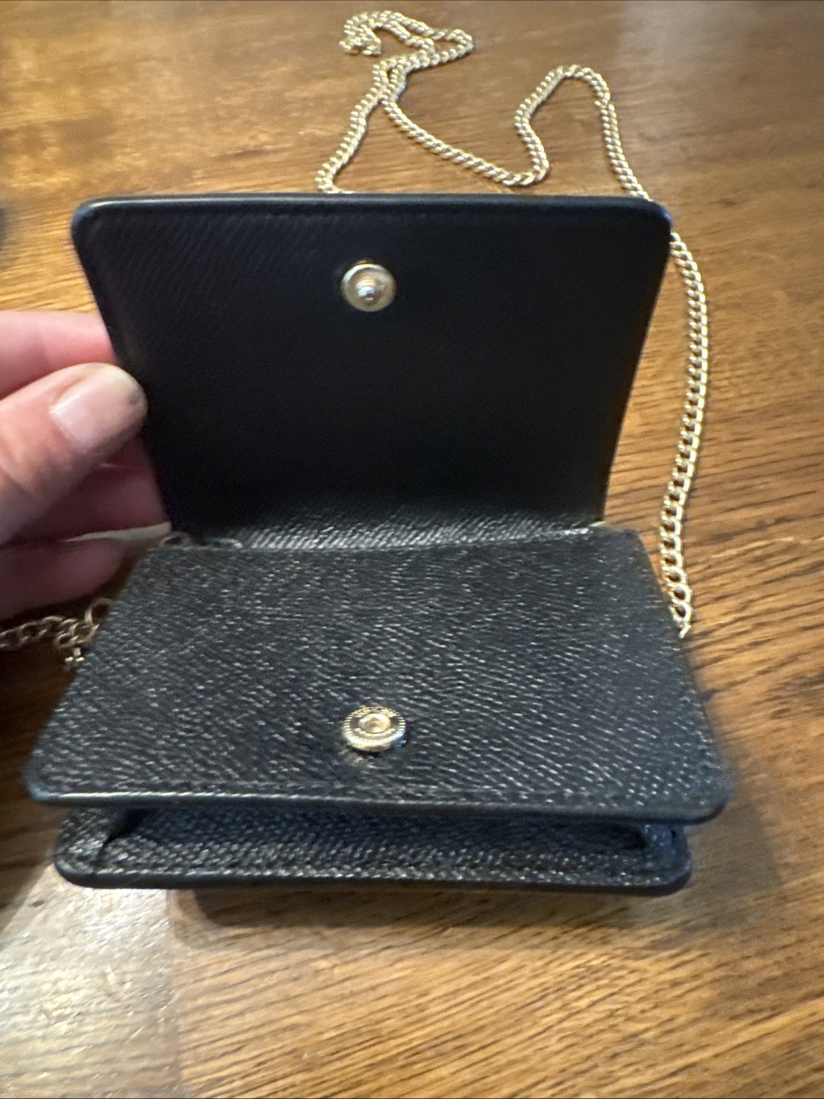 NEW Coach Mini Leather Wallet On A Chain Black C0059