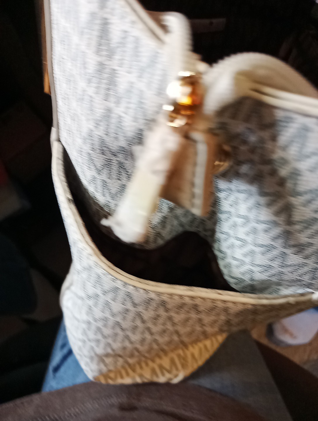 Mia K. Collection Satchel Bag White Croc Embossed Monogram Purse NWOT