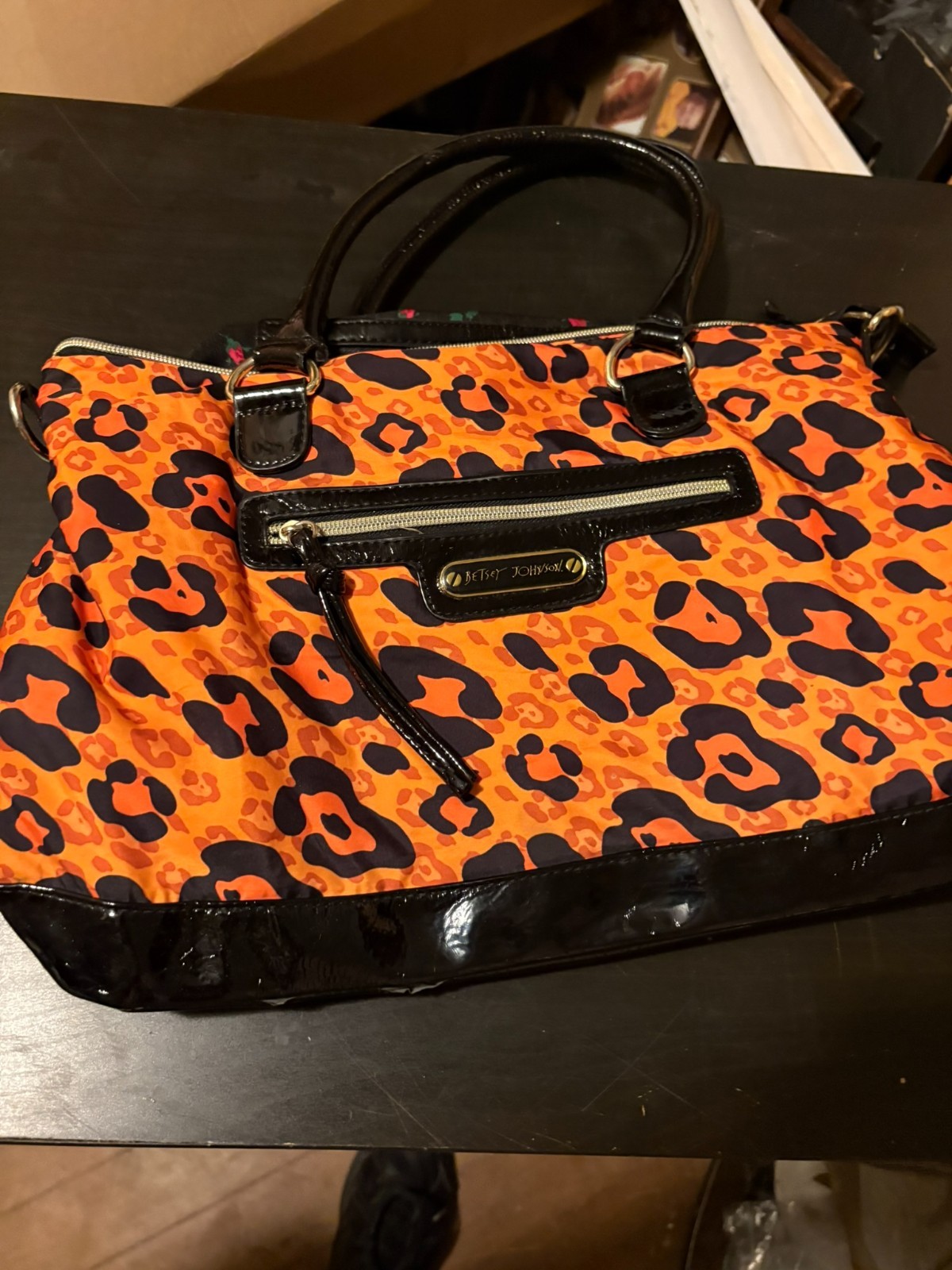 Betsey Johnson Neon Leopard 2-Piece Set (Satchel + Matching Wallet)