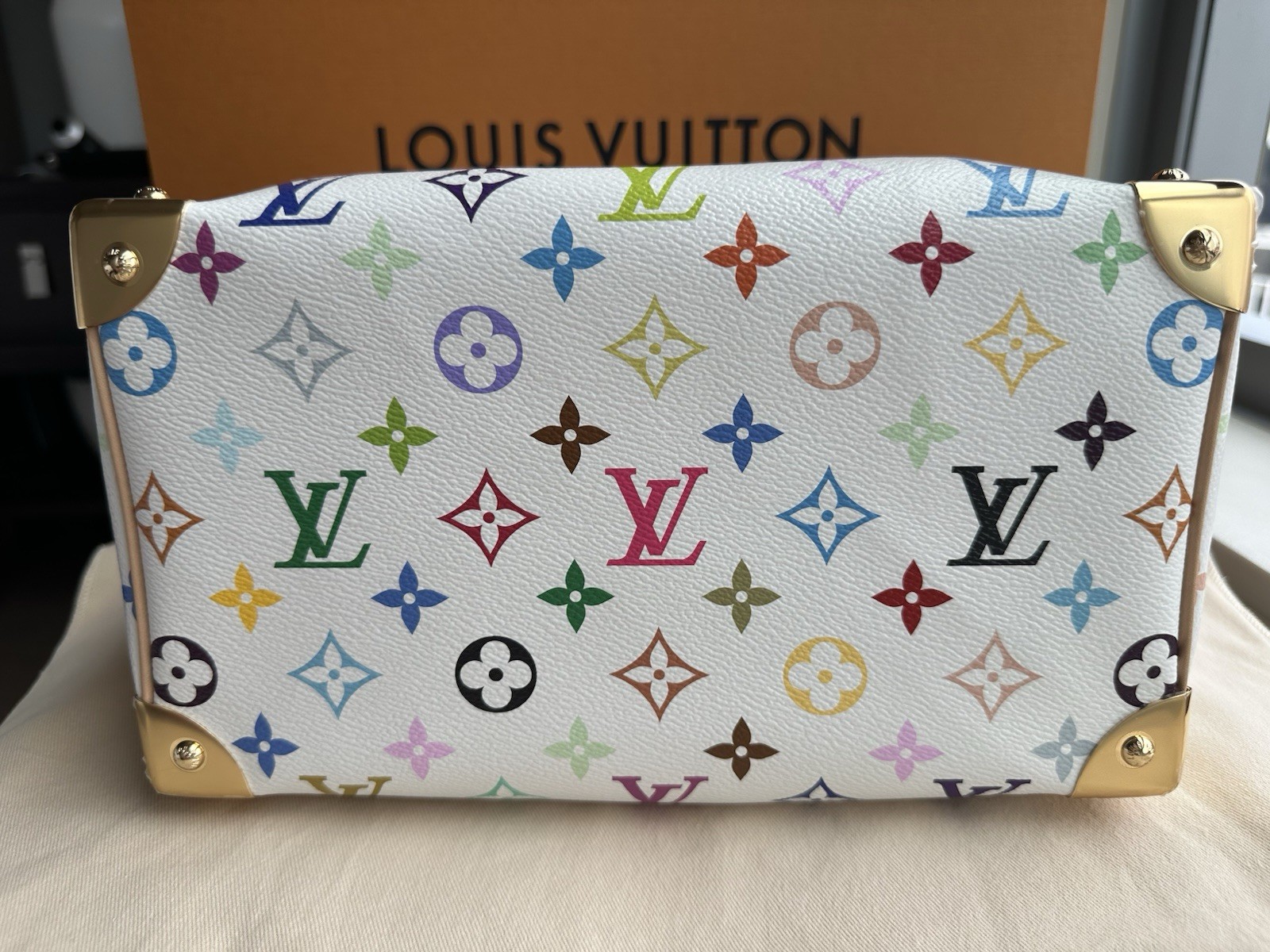 Louis Vuitton x Takashi Murakami Speedy Bandoulière 25 White Multicolor Full Set
