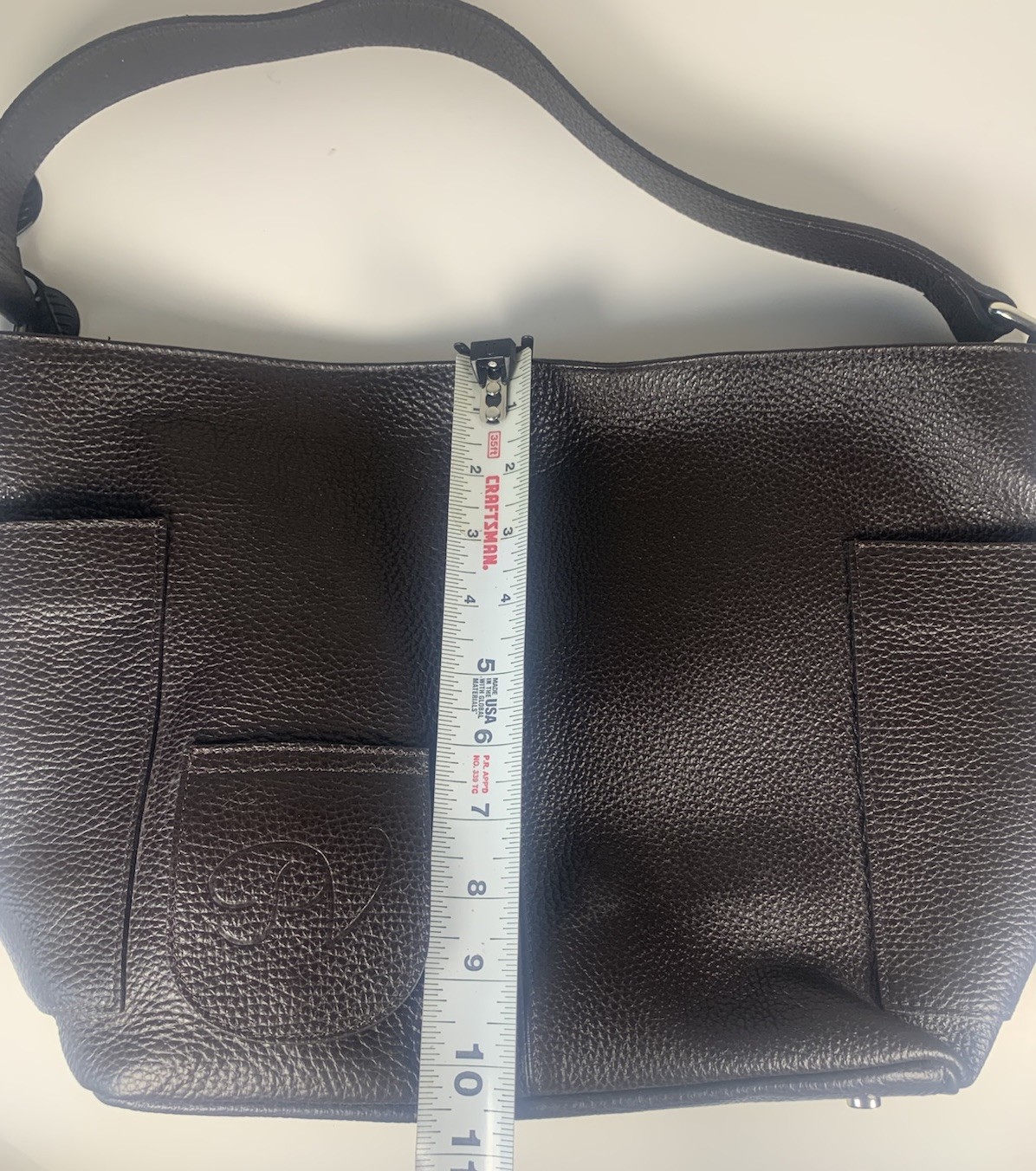 PortoVino Dark Brown Leather Wine Purse Tote 1.5L Insert Included Made in Italy