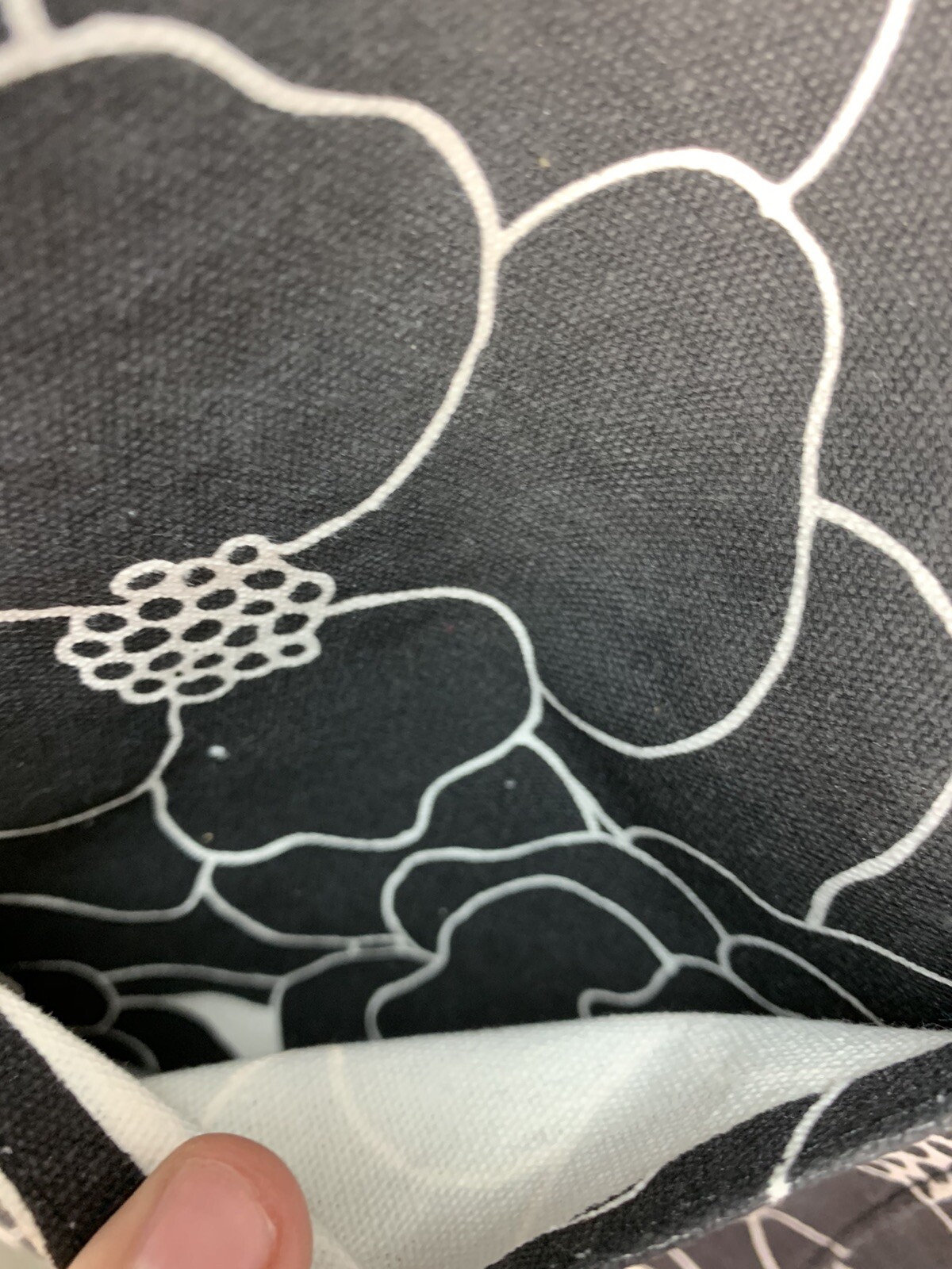Black & White Floral & Chevron inner & outer pocket Reversible Canvas Tote