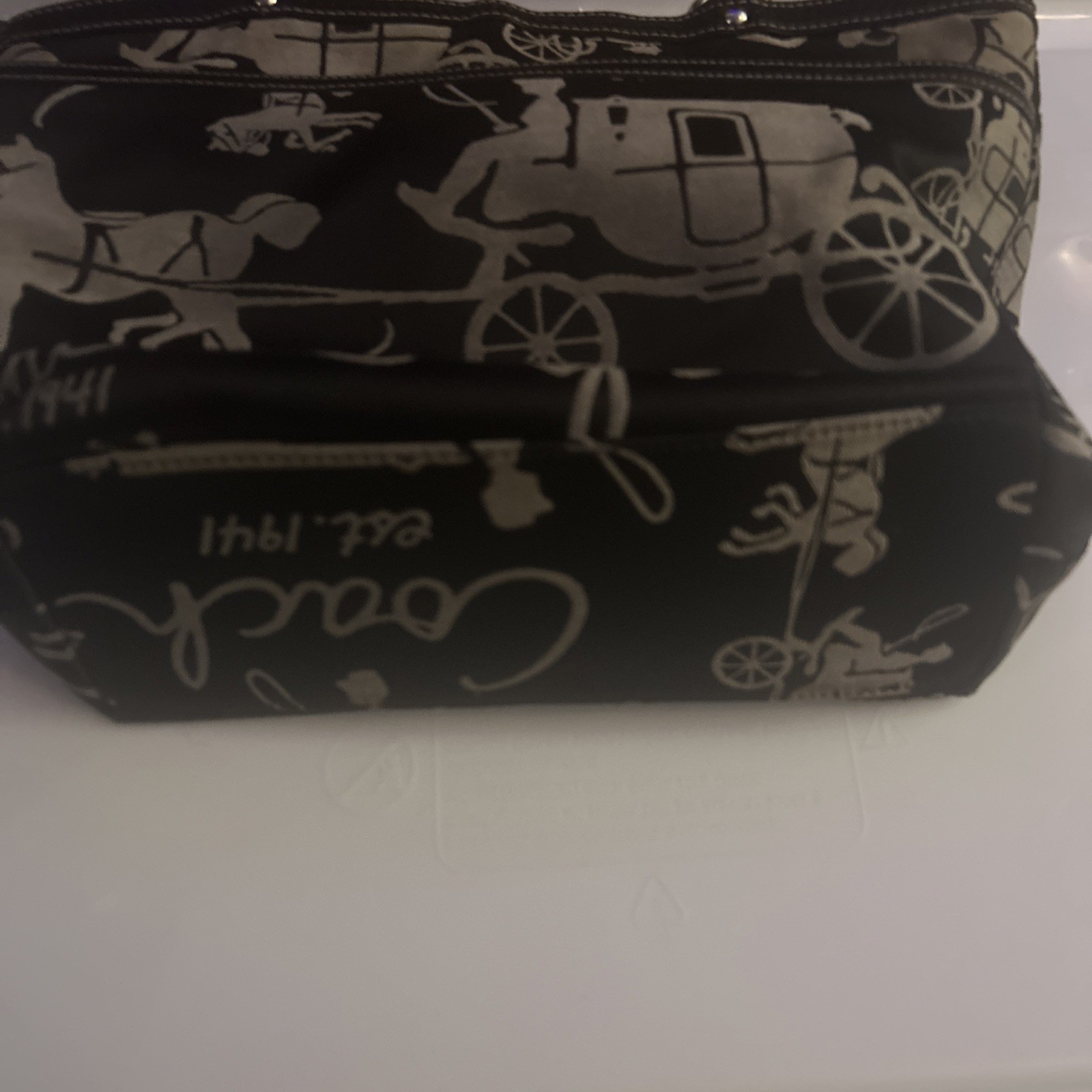 Coach Black Canvas Horse And Carriage Tote Bag F14482
