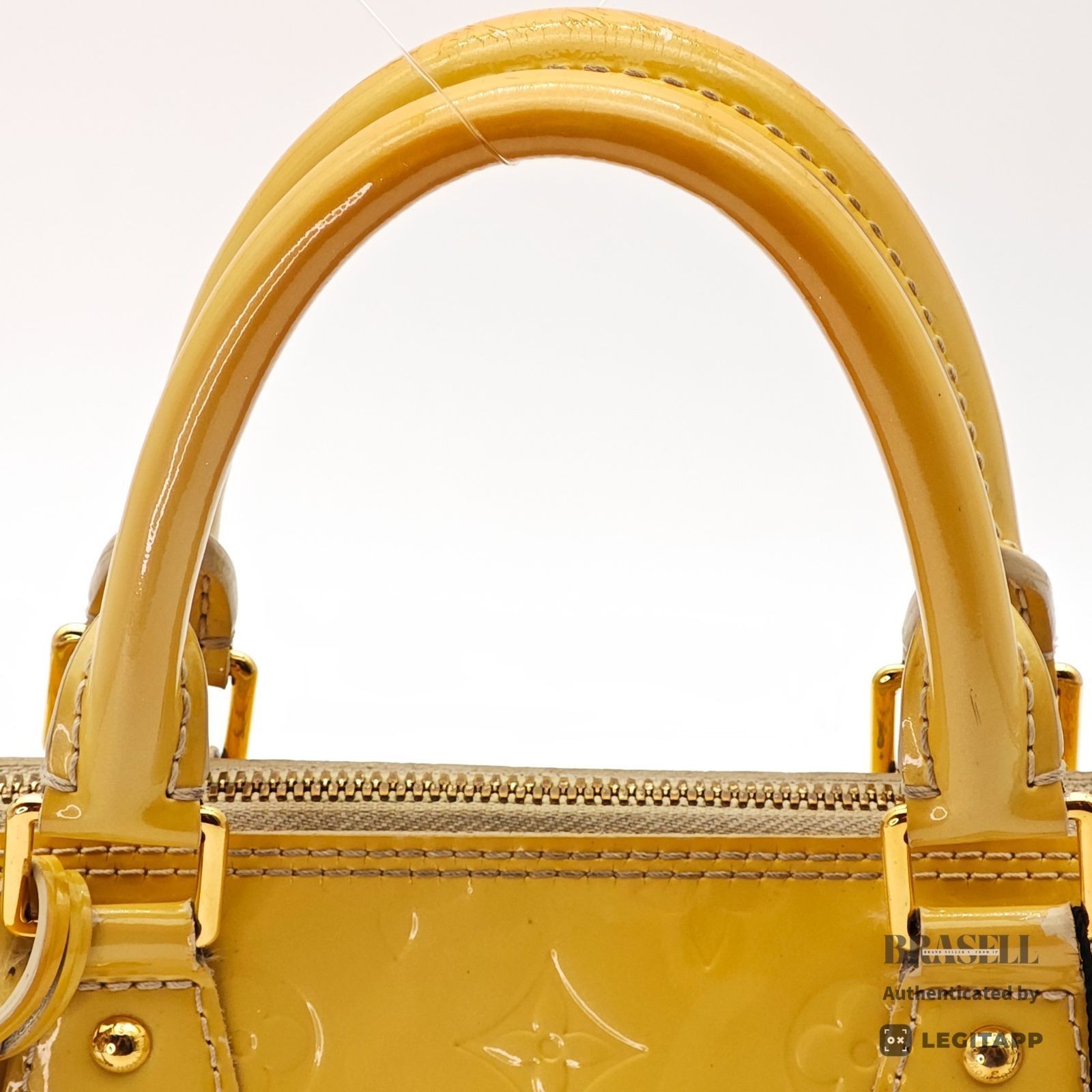 LOUIS VUITTON Vernis Alma PM M90101 Hand Bag Yellow Patent【ImportFeeFREE】