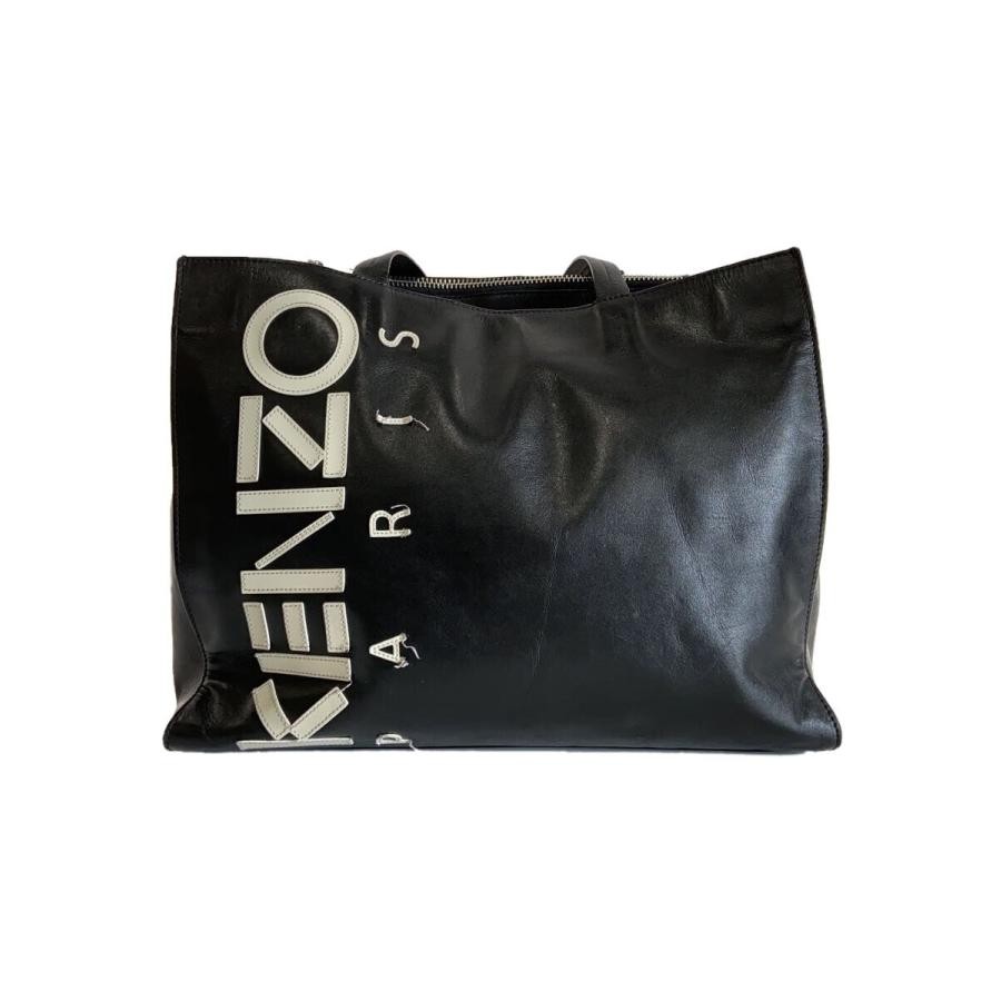 KENZO Paris Black Leather Logo Tote Bag Shopper H29cm x W37.5cm