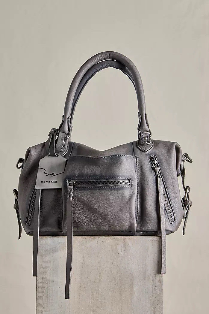 Free People We The Free Baby Emerson Gray Leather Satchel Crossbody Bag