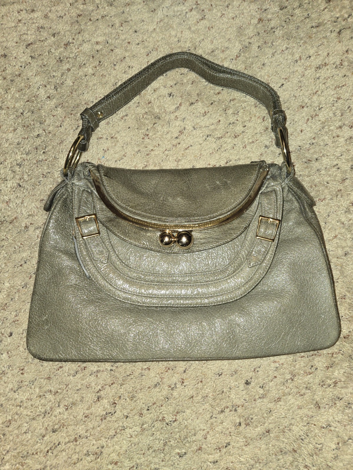 Bulga Women’s Bag Glazed Leather Large Shoulder Bag Kisslock