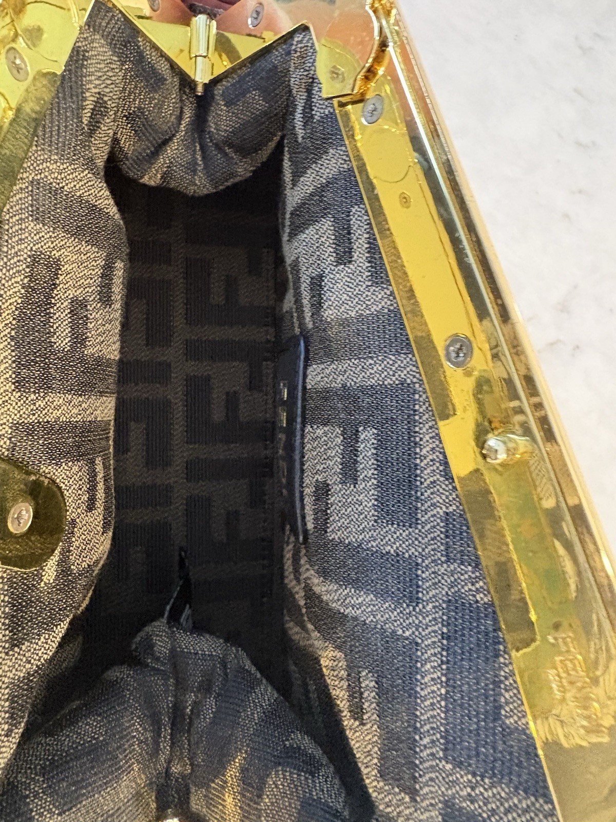Fendi First Zucca Black/Gray Zucca Sequin Small Clutch/Crossbody Bag