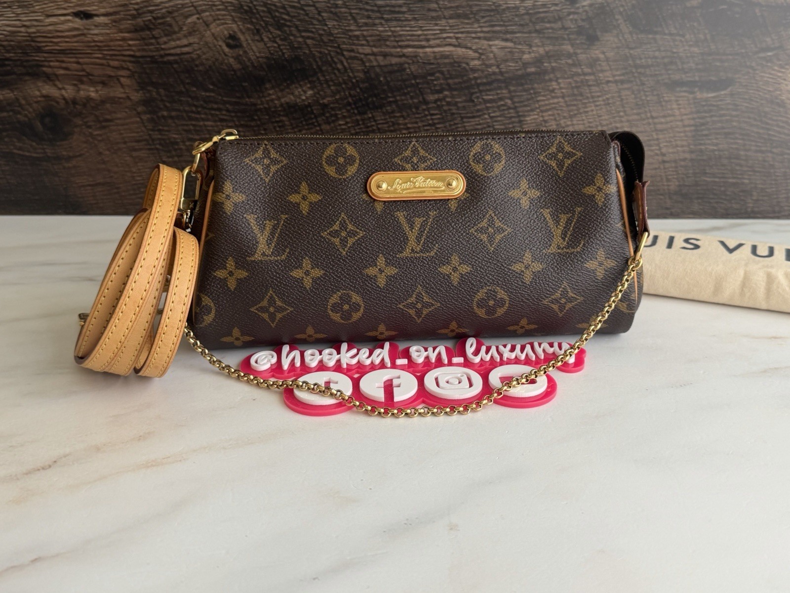 Authentic Louis Vuitton Eva Monogram Crossbody Handbag Shoulder Bag Purse