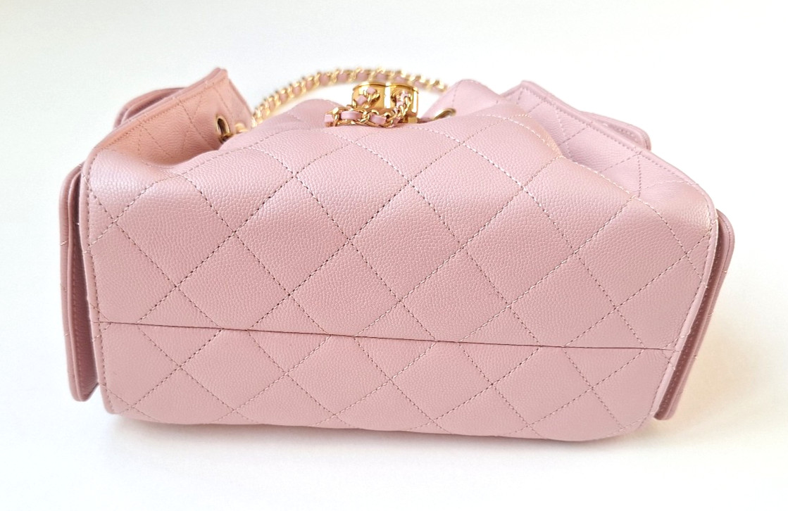 New CHANEL 25 Mini Hobo Bag 26B Light Pink Leather Gold-Tone Hardware CC Logo